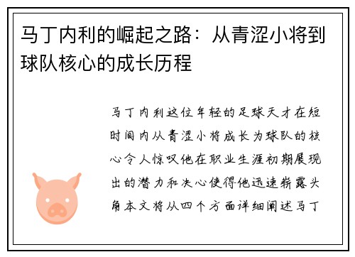 马丁内利的崛起之路：从青涩小将到球队核心的成长历程